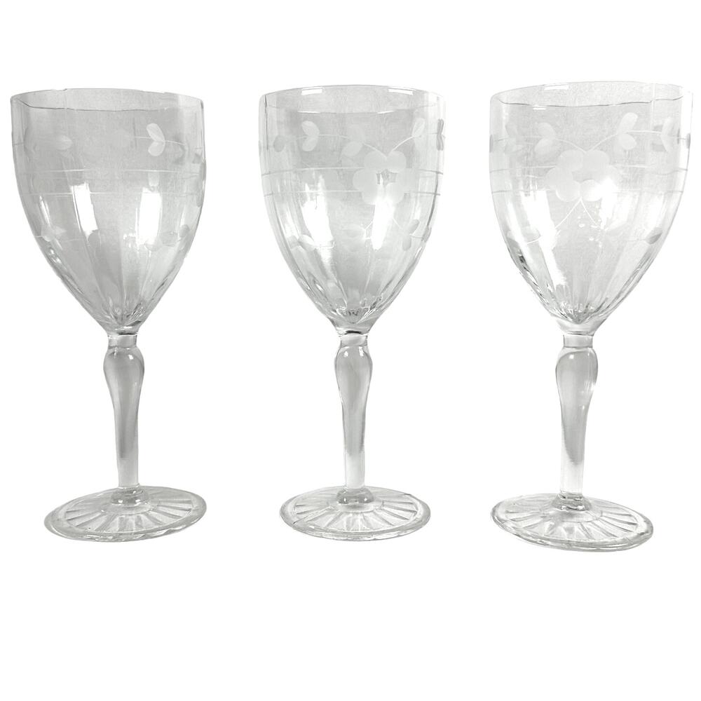 Standard Glass Cut 92 Pattern Code SGMCUT9 Retired Water Goblets-Set of 3  3!
